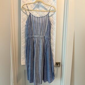 NWOT LOFT Beach Blue and White Striped Dress